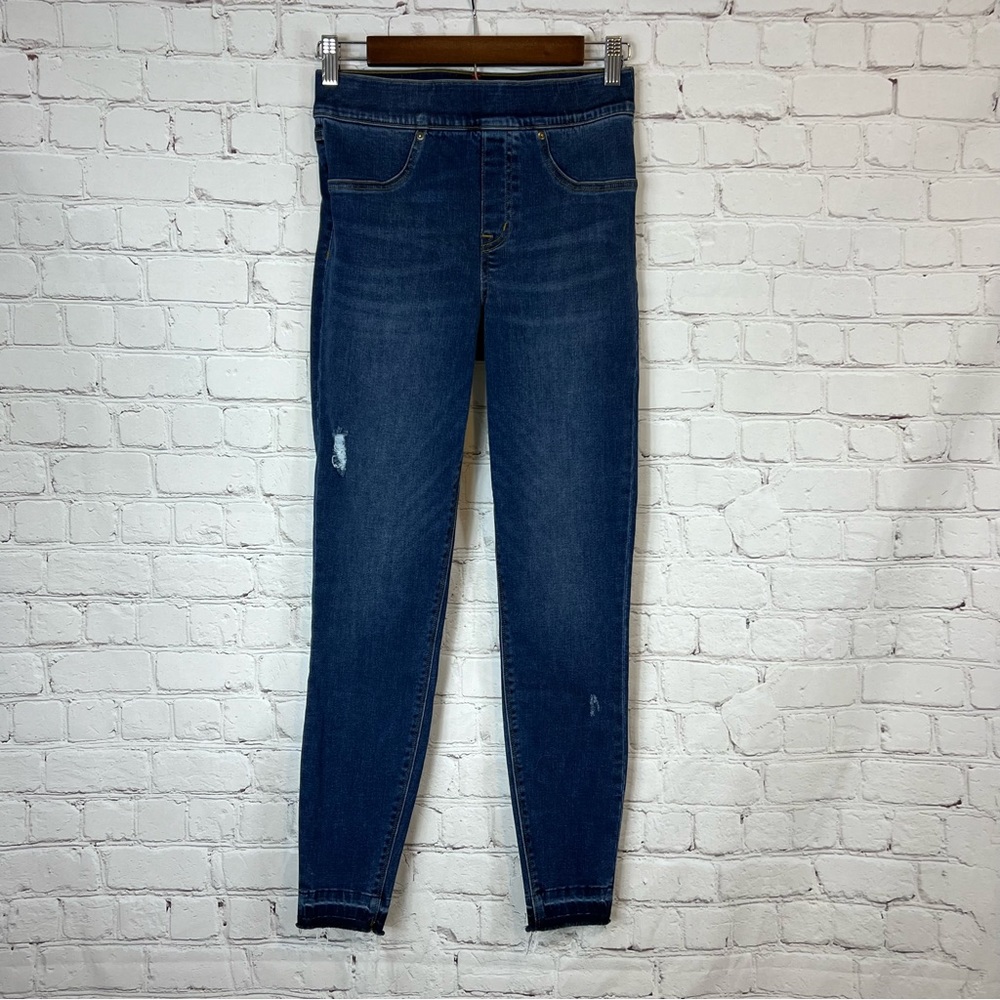 Spanx Distressed Ankle Skinny Jeans, Medium Wash size small